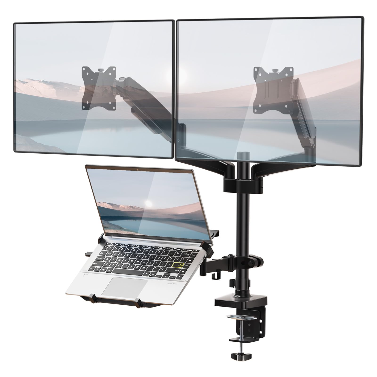 Amazon.com: WALI Triple Arm Laptop and Dual Monitor Desk Mount for
